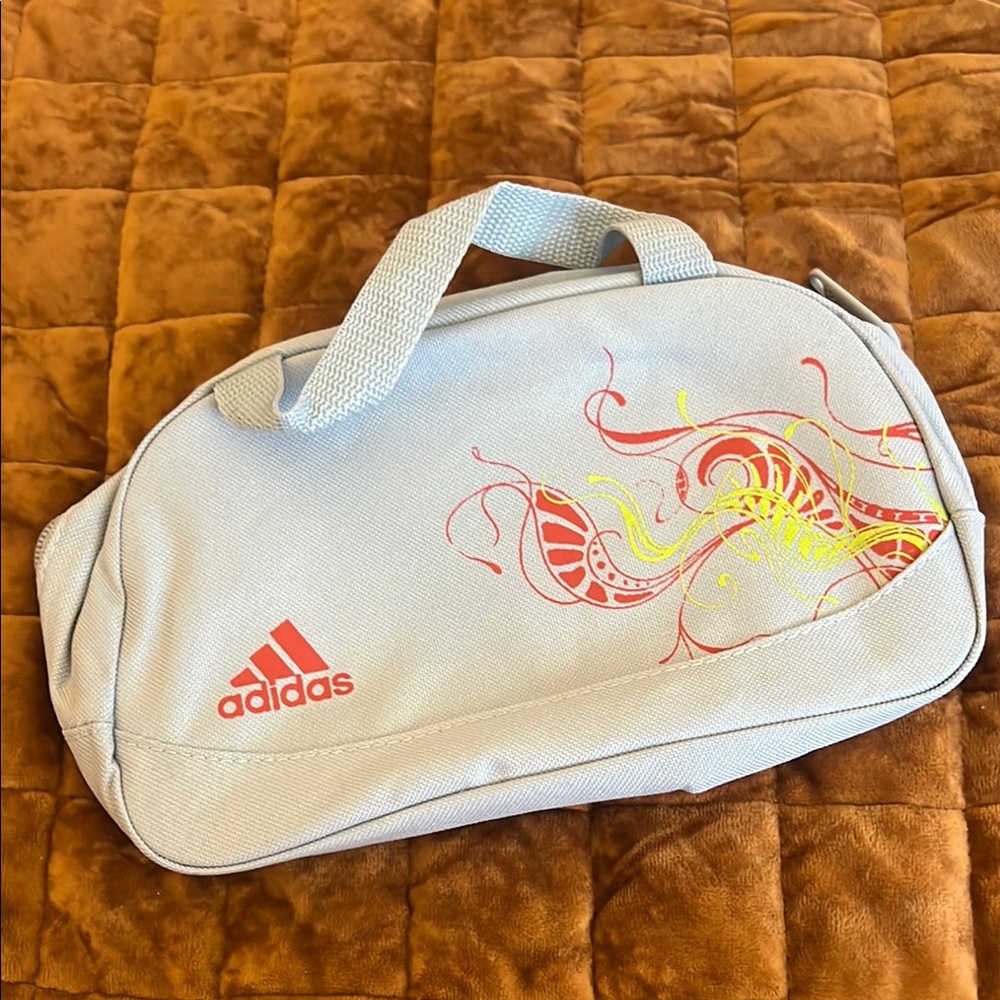 ☀️3/$20 Adidas Sky Blue Bag with Red and Yellow Design NWOT